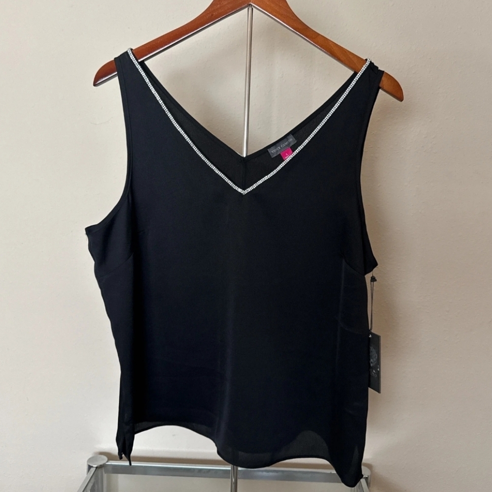 Vince Camuto Black Camisole with Silver Accent Trim